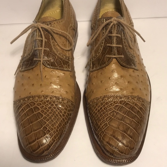 “FORTI” MENS GENUINE ALLIGATOR & OSTRICH SHOES - Picture 3 of 7